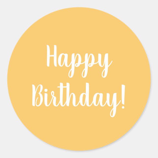 Sticker Rond Joyeux anniversaire Jaune Typographie blanche (Devant)