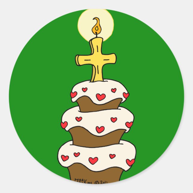 Sticker Rond Joyeux anniversaire Jésus (Devant)