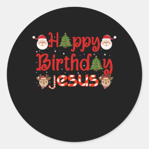 Sticker Rond Joyeux anniversaire Jésus Christian Ugly Christmas