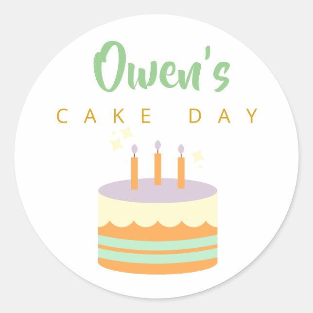 Sticker Rond Joyeux Anniversaire Jour du gâteau Nom personnalis (Devant)
