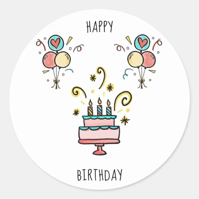 Sticker Rond Joyeux anniversaire | Joyeux anniversaire (Devant)