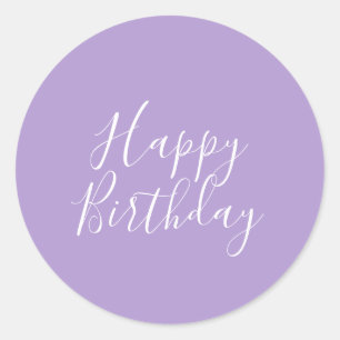 Sticker Rond Joyeux Anniversaire Lavande Purple Couleur Personn