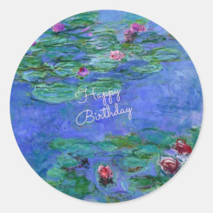 Sticker Rond Joyeux anniversaire : Les nénuphars de Monet