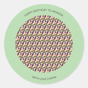 Sticker Rond Joyeux anniversaire, mignon Motif léopard kényan