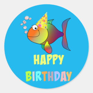 Sticker Rond Joyeux anniversaire, mignonne et coloré conception