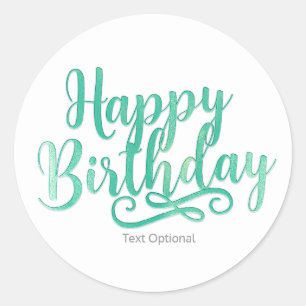 Sticker Rond Joyeux anniversaire Minty Green & White Custom Fun