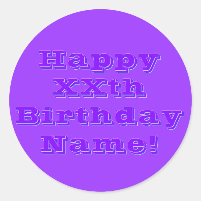 Sticker Rond Joyeux anniversaire modifiable N'importe quel nom  (Devant)
