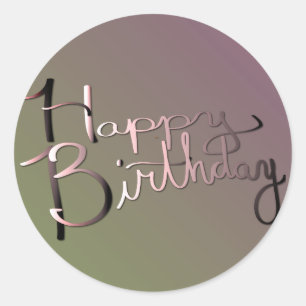 Sticker Rond "Joyeux anniversaire !" Mousse de prune rayonnée 