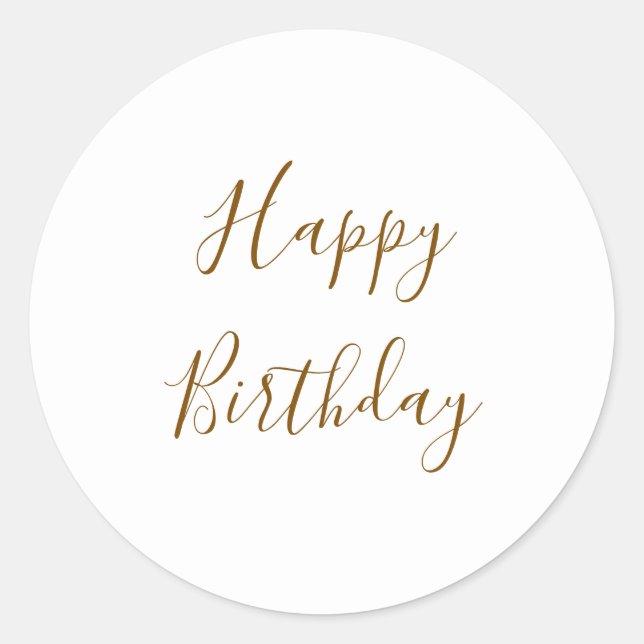 Sticker Rond Joyeux Anniversaire Or Texte de Couleur Personnali (Devant)