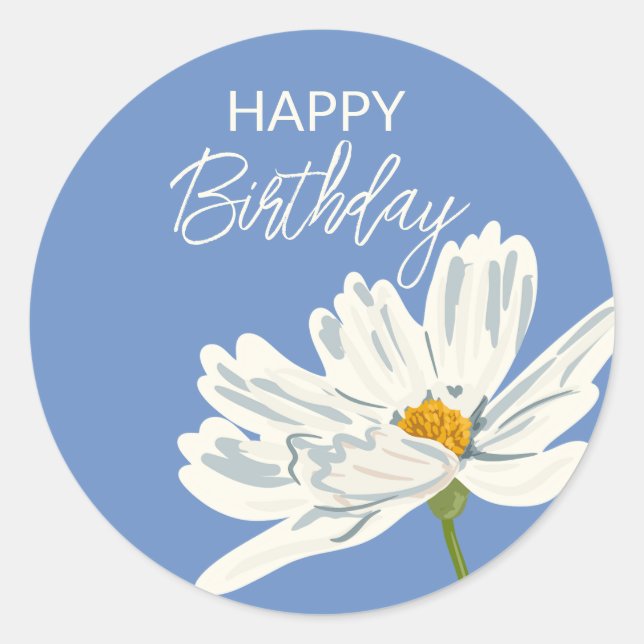 Sticker Rond Joyeux anniversaire pendant l'été Fleur Artistique (Devant)