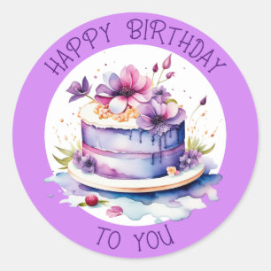 Sticker Rond Joyeux Anniversaire Pour Vous   Joli gâteau Whimsi