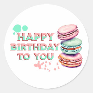 Sticker Rond Joyeux Anniversaire Pour Vous   Macaron