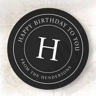 Sticker Rond Joyeux Anniversaire Pour Vous Moderne Monogramme F
