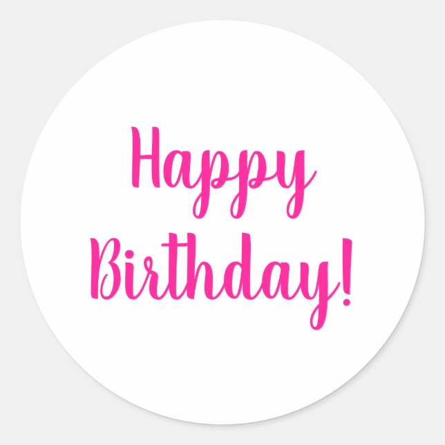 Sticker Rond Joyeux Anniversaire rose chaud (Devant)