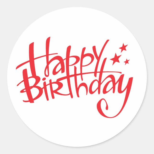 Sticker Rond Joyeux Anniversaire Rouge (Devant)