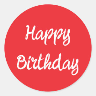 Sticker Rond Joyeux Anniversaire Rouge blanc Couleur personnali