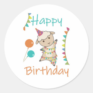 Sticker Rond Joyeux Anniversaire Souhaite À Vous Moutons De Bea