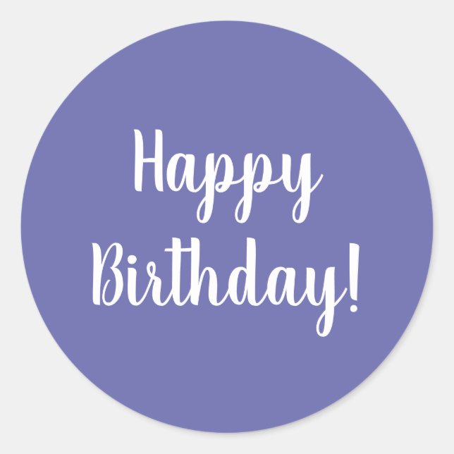 Sticker Rond Joyeux anniversaire violet typographie blanche (Devant)