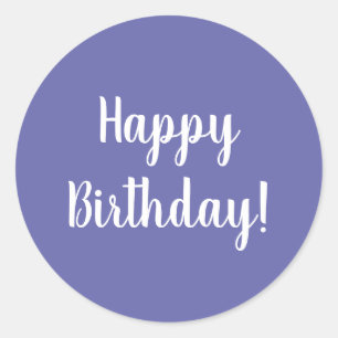Sticker Rond Joyeux anniversaire violet typographie blanche