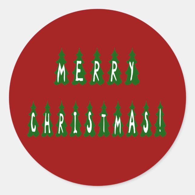 Sticker Rond Joyeux arbre de Noël Police (Devant)