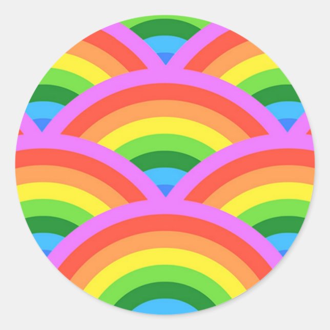 Sticker Rond Joyeux arc-en-ciel (Devant)