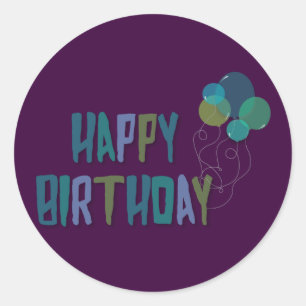 Sticker Rond Joyeux Ballons d'anniversaire