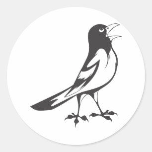 Sticker Rond Joyeux Baltimore Oriole Bird en noir et blanc