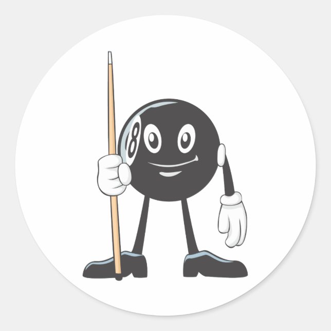 Sticker Rond Joyeux Billard Huit Bal (Devant)