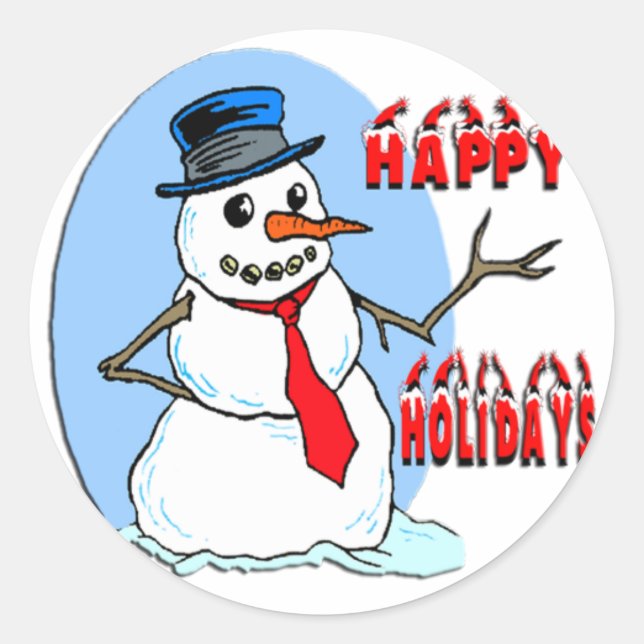 Sticker Rond Joyeux bonhomme de neige (Devant)