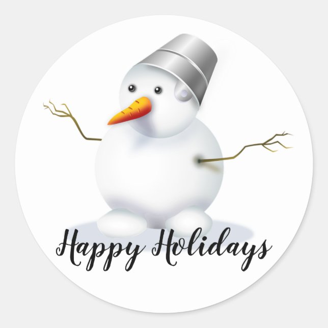 Sticker Rond Joyeux bonhomme de neige (Devant)