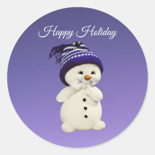 Sticker Rond Joyeux bonhomme de neige, vacances