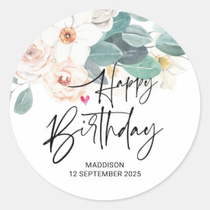 Sticker Rond Joyeux cadeau d'anniversaire de la fête de Noël po