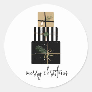 Sticker Rond Joyeux cadeau de Noël moderne vacances