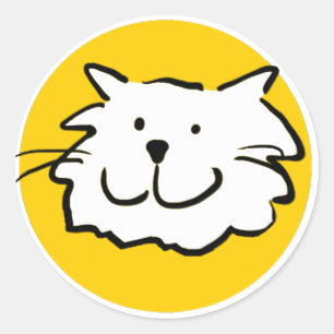Sticker Rond Joyeux chat souriant comme dessin amusant
