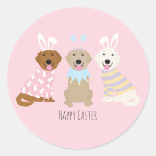 Sticker Rond Joyeux Chiens de Pâques