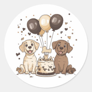 Sticker Rond Joyeux Chiens du Labrador Retriever