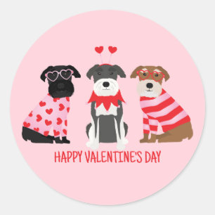 Sticker Rond Joyeux Chiens Schnauzer de la Journée des Valentin