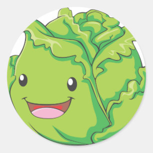 Sticker Rond Joyeux choux légumes souriant