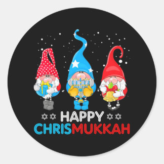 Sticker Rond Joyeux Chrismukkah Gnomes Noël Hanoukka