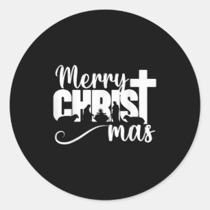 Sticker Rond Joyeux Christ Mas chrétien Noël Jésus-Christm