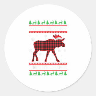 Sticker Rond Joyeux Christmoose Family Pyjamas Moose