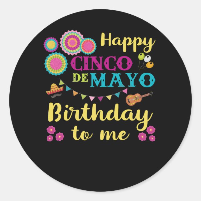 Sticker Rond Joyeux Cinco de Mayo Anniversaire Pour Moi Mexicai (Devant)