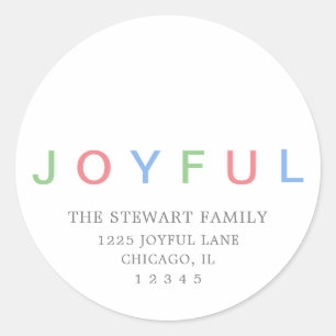 Sticker Rond Joyeux coloré Pastel Noël Adresse de retour