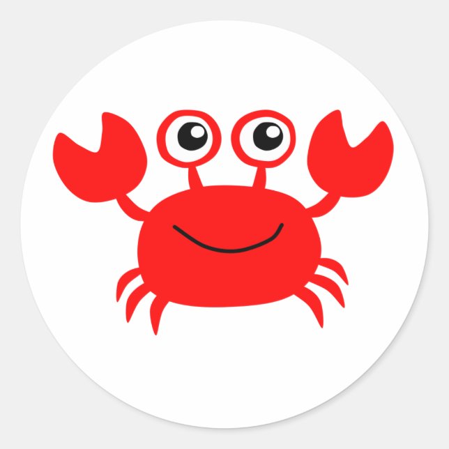 Sticker Rond Joyeux crabe rouge caricature (Devant)