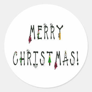 Sticker Rond Joyeux décor de Noël