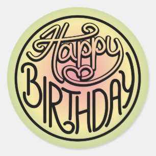 Sticker Rond Joyeux design d'anniversaire