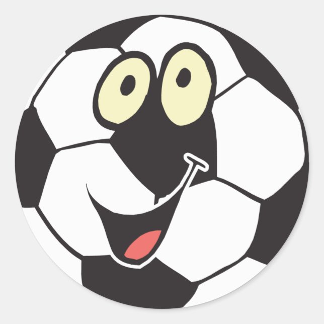 Sticker Rond joyeux dessin animé ballon de football (Devant)