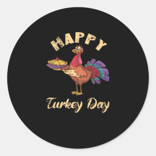 Sticker Rond Joyeux diner de Thanksgiving Noël