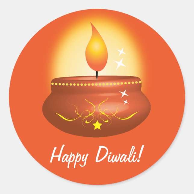 Sticker Rond Joyeux Diwali avec lanterne (Devant)