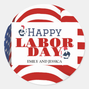 Sticker Rond Joyeux drapeau patriotique de la fête du travail a